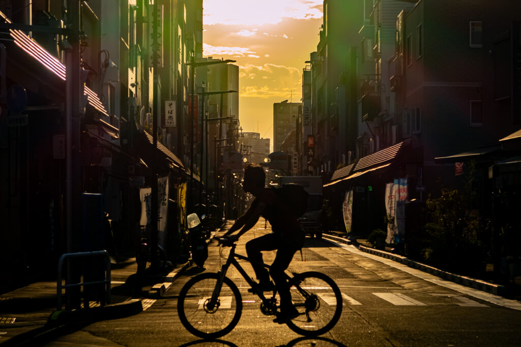 自転車も颯爽と