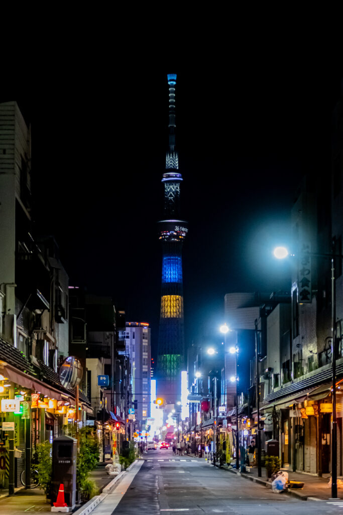 夜のスカイツリーも綺麗に見える