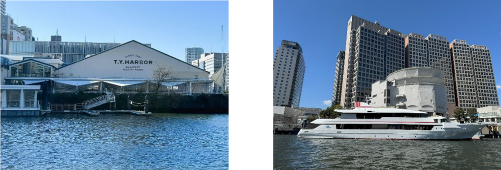地ビールレストラン(TYハーバー、左）、東京港クルーズ（クルーズクラブ東京）