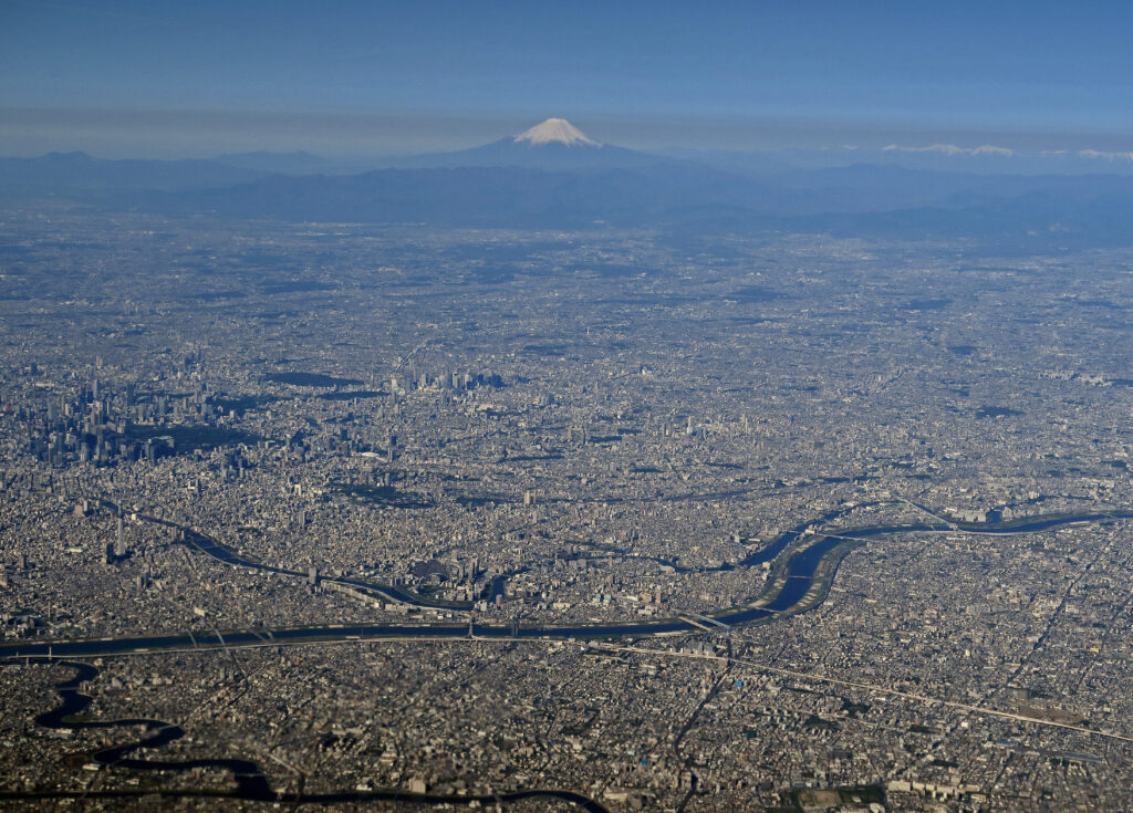 東京都内上空を見渡しながら北へ