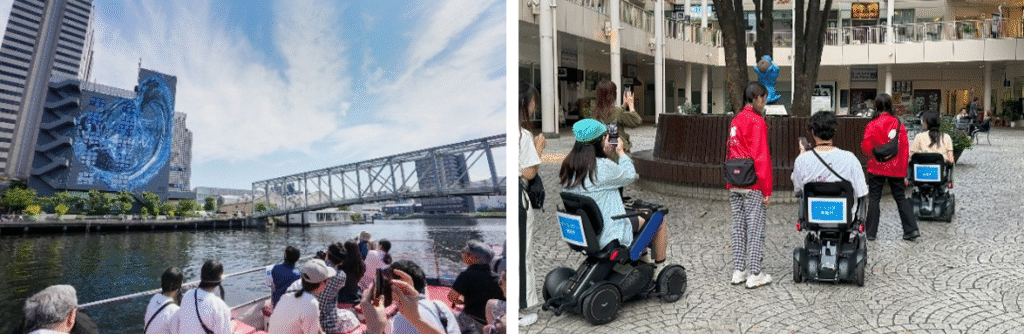 天王洲アートクルーズ(左)、天王洲モビリティアートツアー