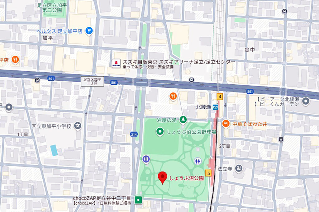 【地図】しょうぶ沼公園(GoogleMapより転載)