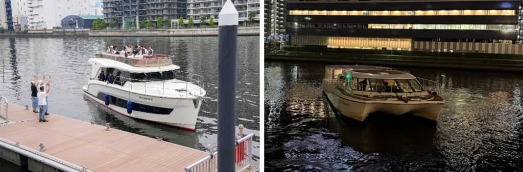 天王洲のアートと東京港を巡るクルーズ(左)、天王洲－日の出―竹芝 シャトルクルーズ便