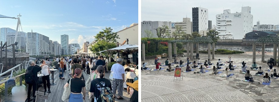 天王洲キャナルフェス(左) CANAL SIDE YOGA(右)