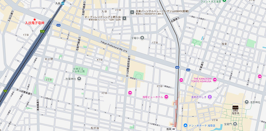入谷から浅草までの周辺地図